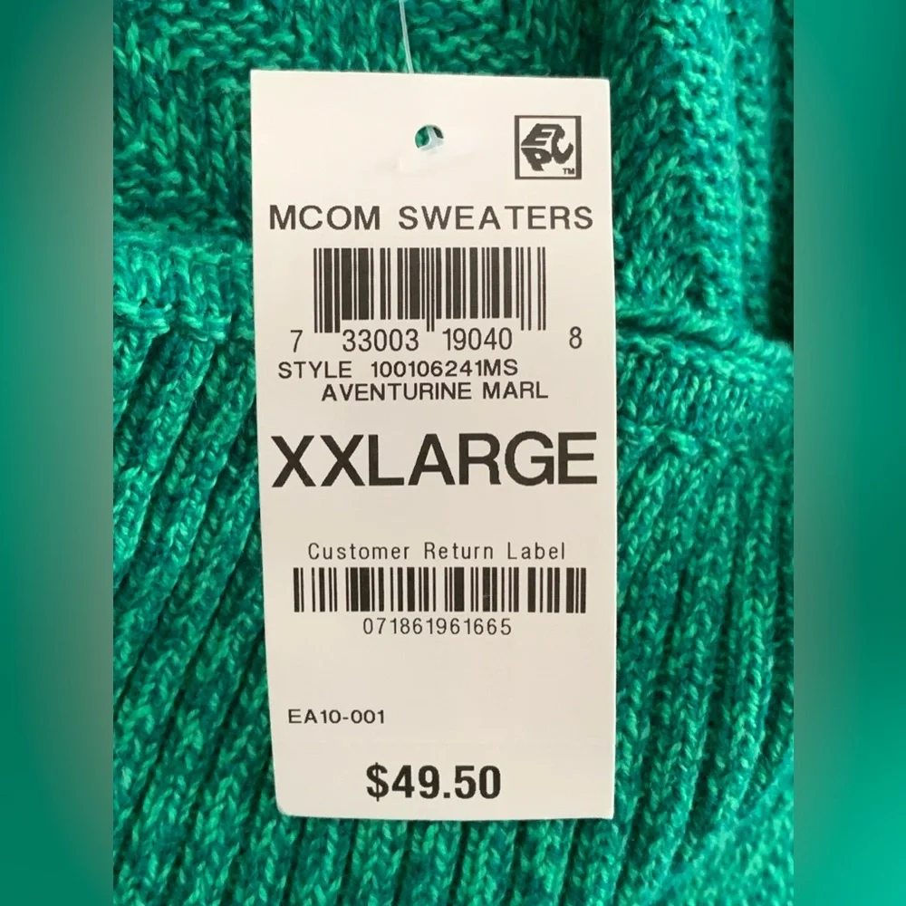 STYLE & CO Women’s Green Marled Asymmetrical Cowl Neck Sweater Size: XXL